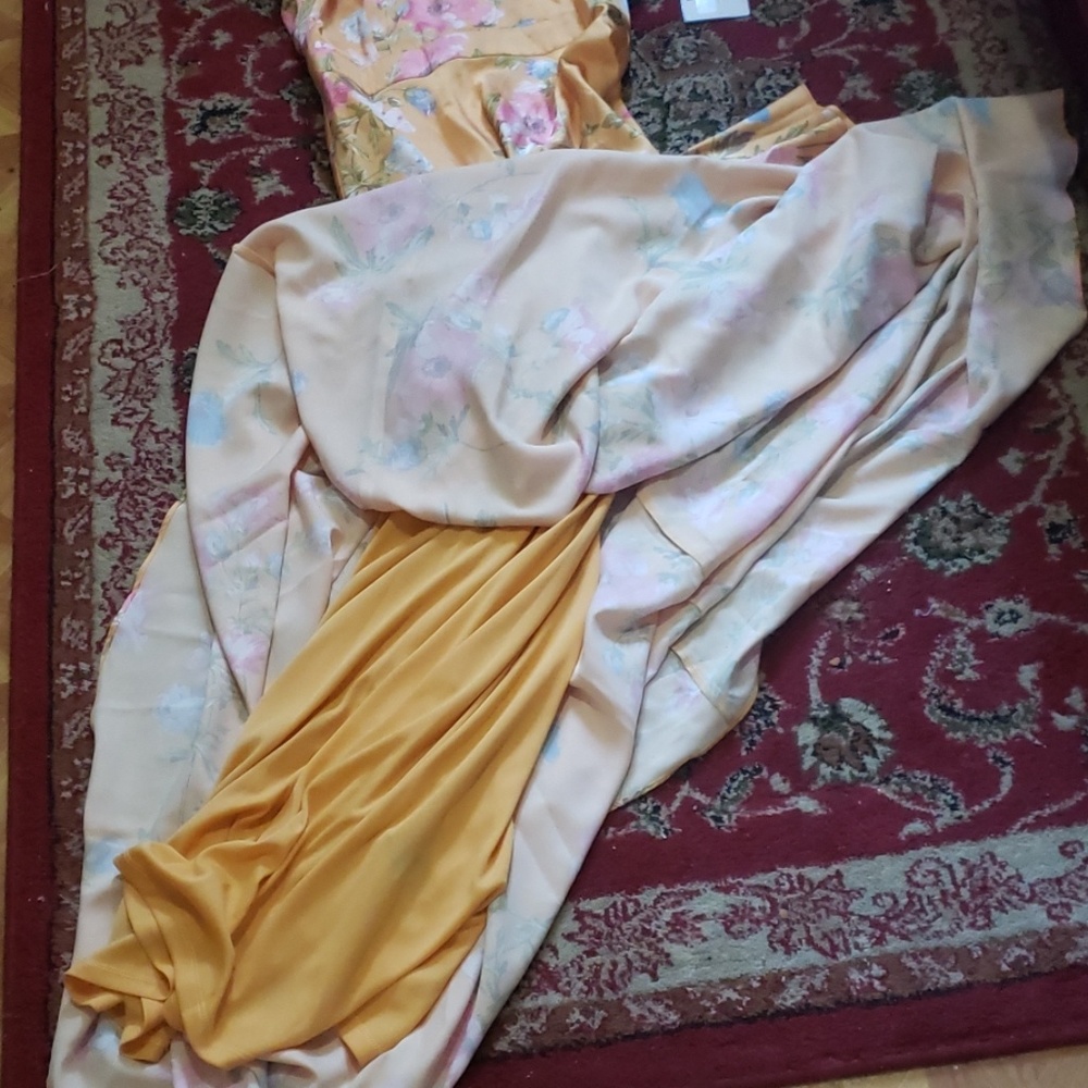 LAUNDRY BY SHELLI SEGAL FLORAL HALTER SATIN MAXI DRESS SIZE 2 - Picture 8 of 8